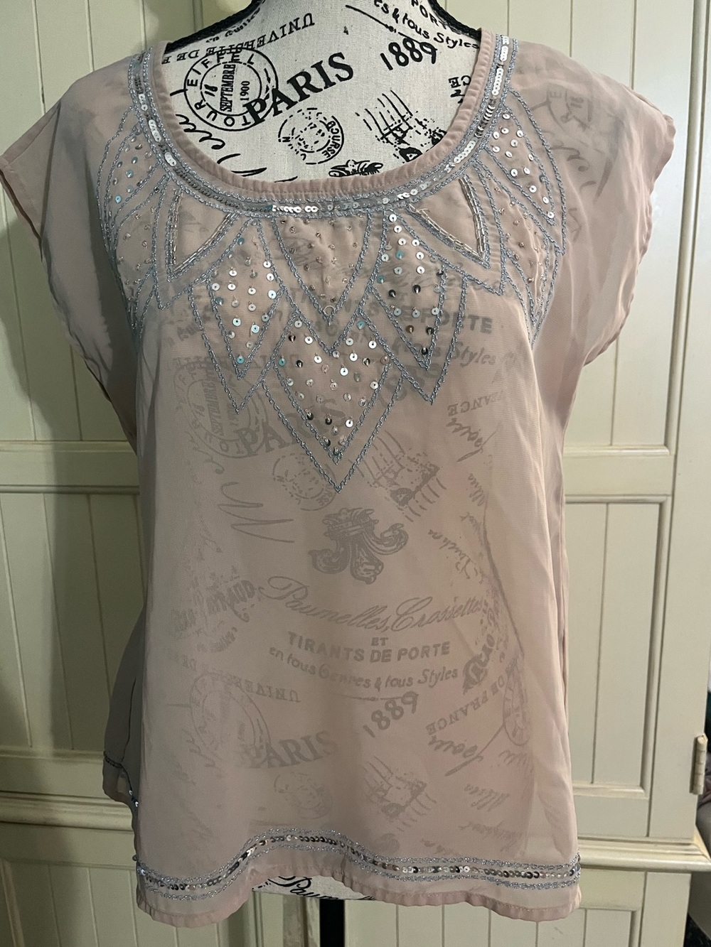 Decree Sheer Sequined Blouse